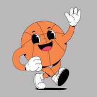 A cartoon basketball character running and waving vector