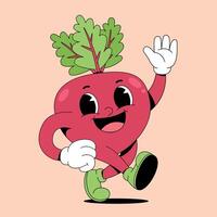 A cartoon beet character running and waving vector