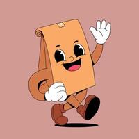 A cartoon character of a bag of coffee running vector