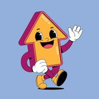 A cartoon character running with an arrow vector