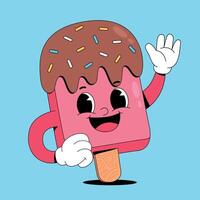 A cartoon ice cream bar with a smile and hands up vector