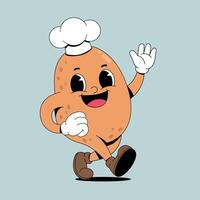 A cartoon potato character running with a chef hat on vector