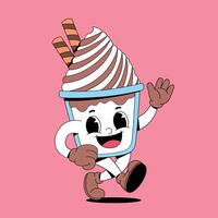 A cartoon ice cream cup with a face and a smile vector