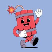 A cartoon bomb character running with a bomb in his hand vector