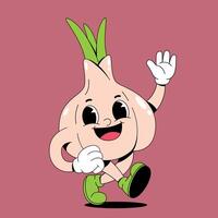 A cartoon onion character running and waving vector