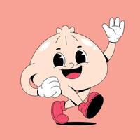 A cartoon character running with his arms up vector
