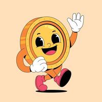 A cartoon character of a coin running vector
