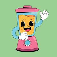 A cartoon blender with a smiley face and a hand vector
