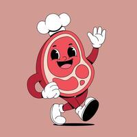 A cartoon character of a meat slice running vector