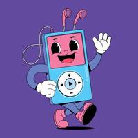 A cartoon mp3 player with a smile on its face vector