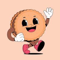 A cartoon character running with a cookie in his hand vector