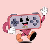 A cartoon character holding a game controller vector