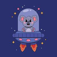 A cartoon koala in a spaceship vector