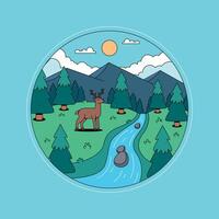 A deer and a river in the forest vector