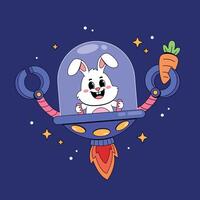 Cartoon rabbit in space with carrot vector