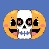 Two emoticions with a skull and a smiley face vector