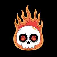 A skull with flames on it vector