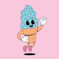 An ice cream cone character is waving vector