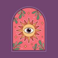 Illustration of a sun and an eye in a window vector