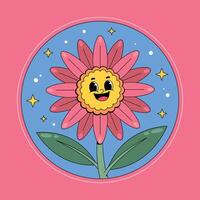 A cartoon flower with a smiley face on it vector