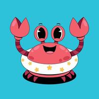 A cartoon crab with a flower in its hand vector