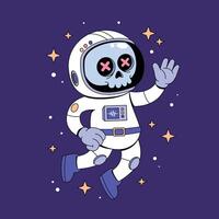 An astronaut skeleton in space with stars vector