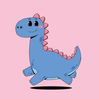 A cartoon dinosaur with a pink background vector