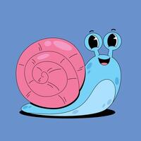 Cartoon snail with big eyes and a pink shell vector