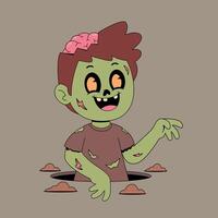 A cartoon zombie with a hole in his head vector