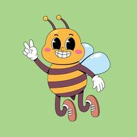 A cartoon bee with a smile on its face vector