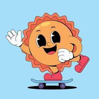 Sun on skateboard by joshua klein vector