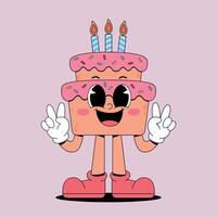 A cartoon cake with two hands and a smile vector