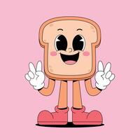 A cartoon character of toast with two hands up vector