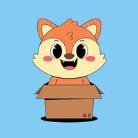 A cartoon fox in a box with a smile vector