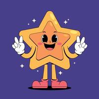 Star character with hands up and two fingers vector