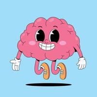 A cartoon brain running with its feet on the ground vector