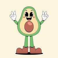 An avocado character with two hands up vector