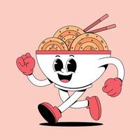 A cartoon character running with chopsticks in his hand vector