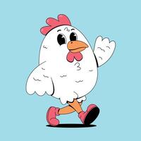 A cartoon chicken running with a pink shoe vector
