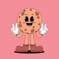 A cartoon cookie character with two hands up vector