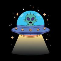 Alien spaceship with alien in it vector