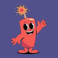 A cartoon red firecracker with a smile on its face vector