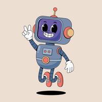 A cartoon robot waving and smiling vector