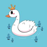 A cartoon duck with a crown on its head vector