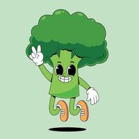 A cartoon broccoli character waving and smiling vector