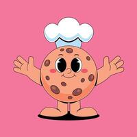 A cartoon cookie character with a chef hat on vector