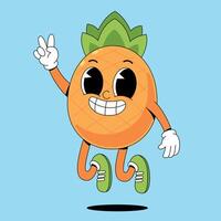 A cartoon pineapple character running and waving vector