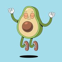 An avocado character jumping up and down vector