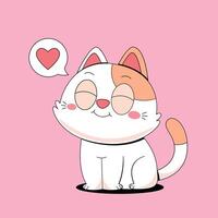 A cartoon cat with a heart and speech bubble vector