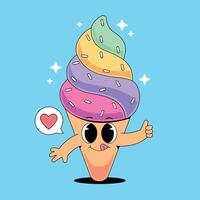 An ice cream cone with a heart and a speech bubble vector